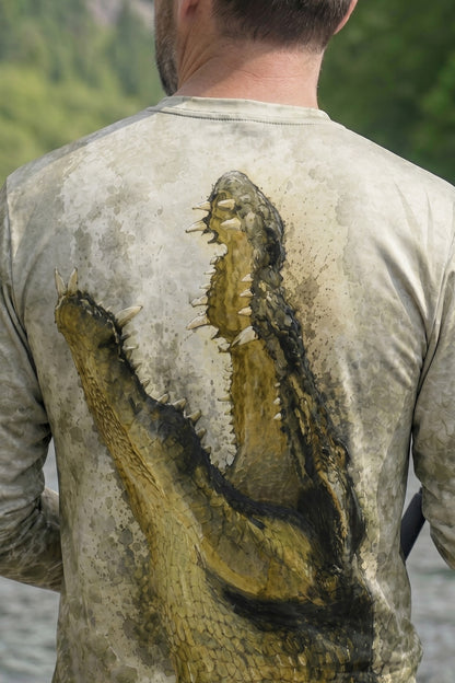 Performance Fishing Long Sleeve - Dark Swamp Gator - AOF93 lifestyle artwork zoom