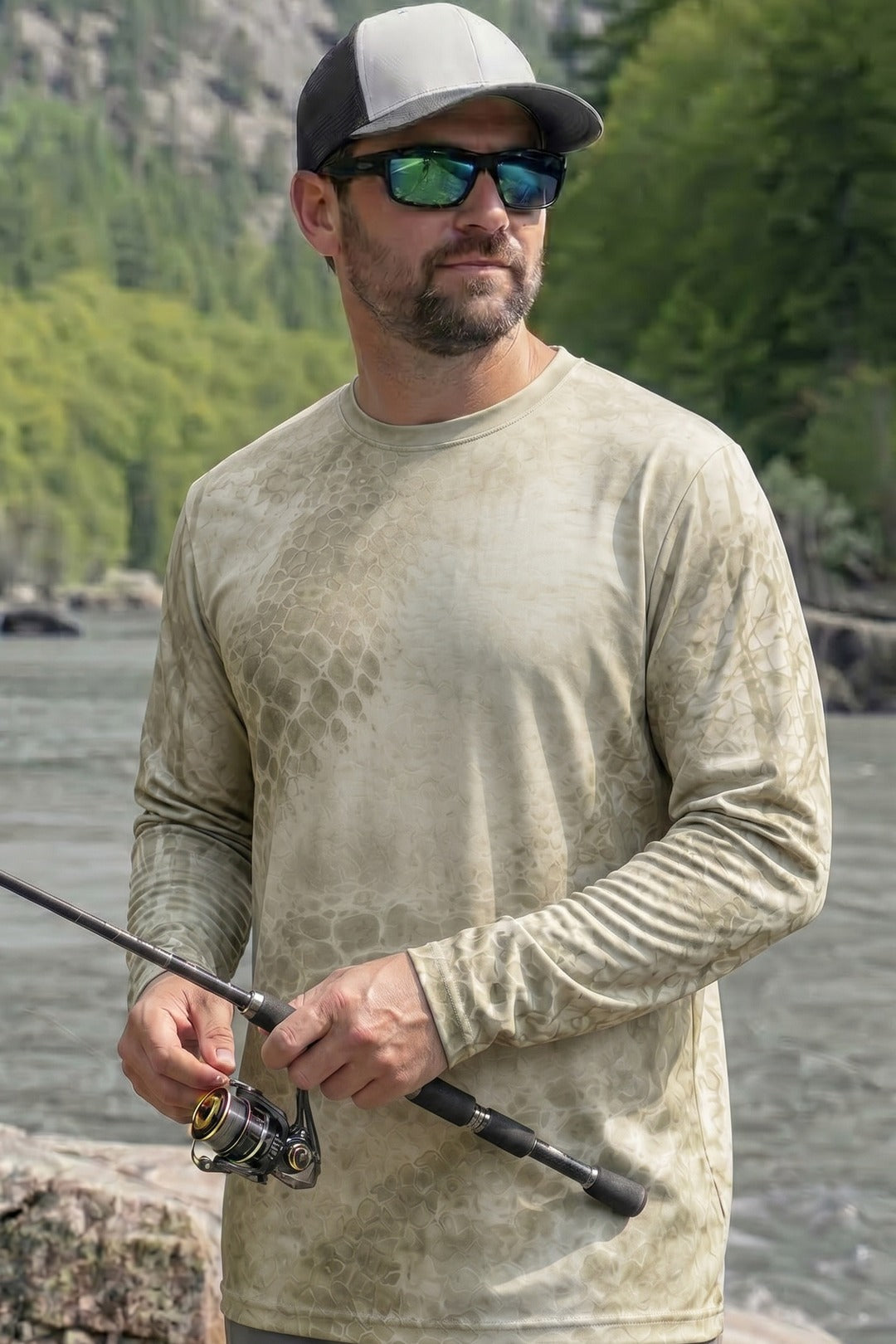 Performance Fishing Long Sleeve - Dark Swamp Gator - AOF93 lifestyle opposite side
