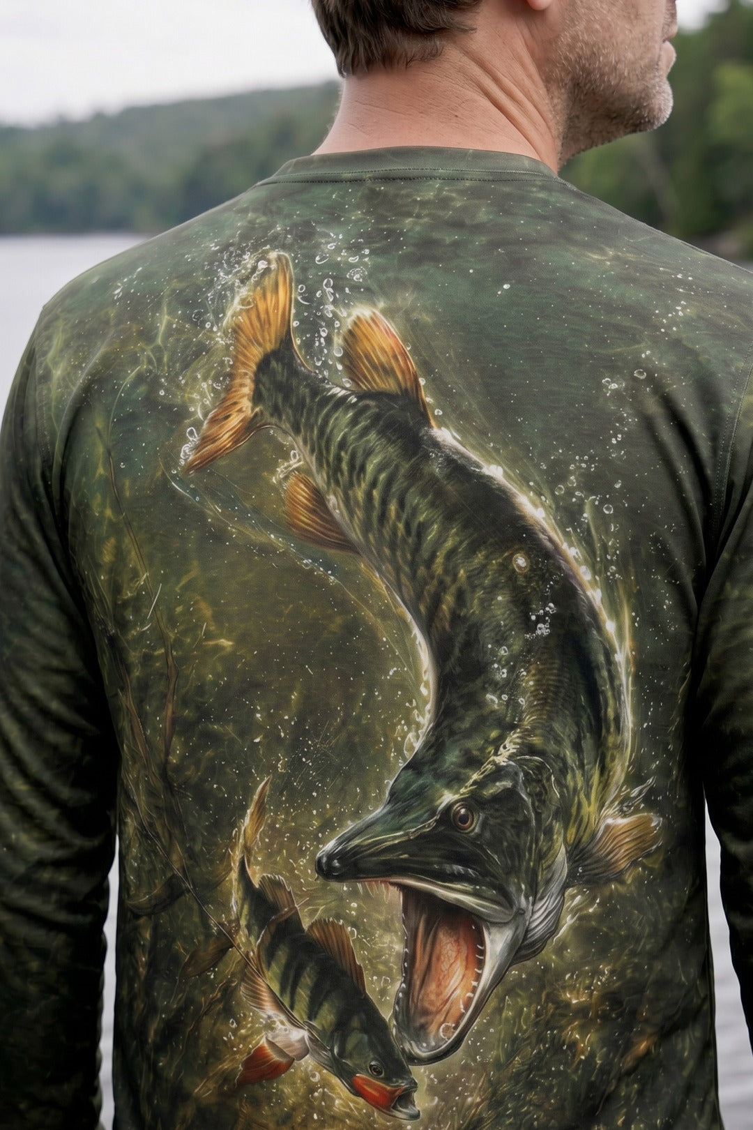 Performance Fishing Long Sleeve - Dark Weed Musky Strike - AOF63 lifestyle artwork zoom