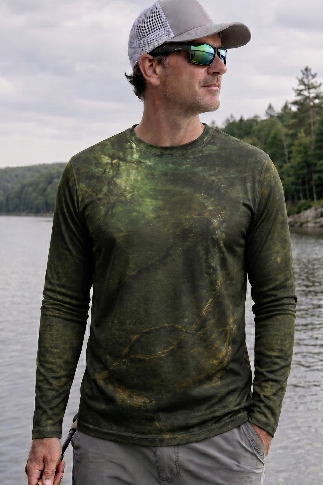 Performance Fishing Long Sleeve - Dark Weed Musky Strike - AOF63 lifestyle opposite side