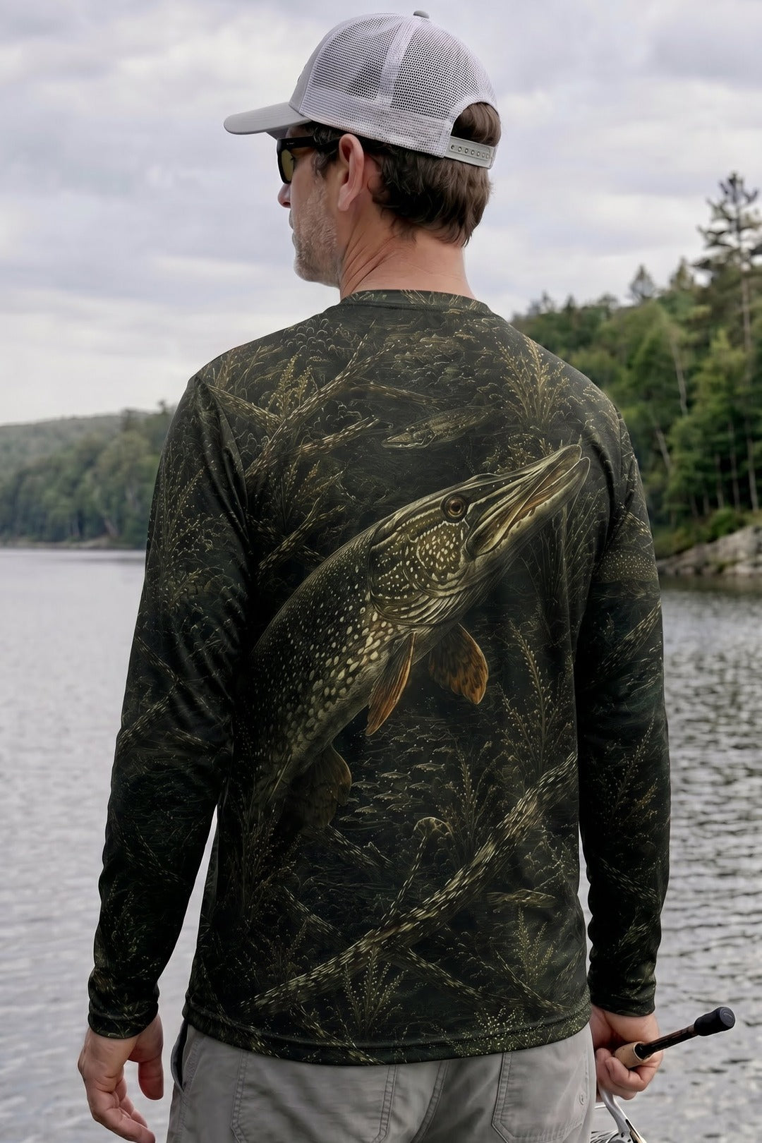 Performance Fishing Long Sleeve - Dark Weed Pike Ambush - RNP04 lifestyle artwork side