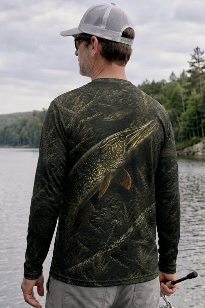 Performance Fishing Long Sleeve - Dark Weed Pike Ambush - RNP04 lifestyle artwork side