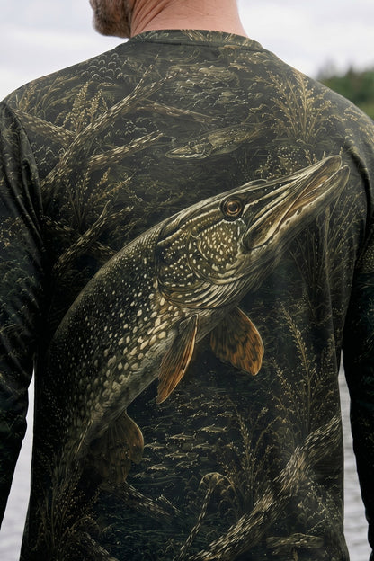 Performance Fishing Long Sleeve - Dark Weed Pike Ambush - RNP04 lifestyle artwork zoom