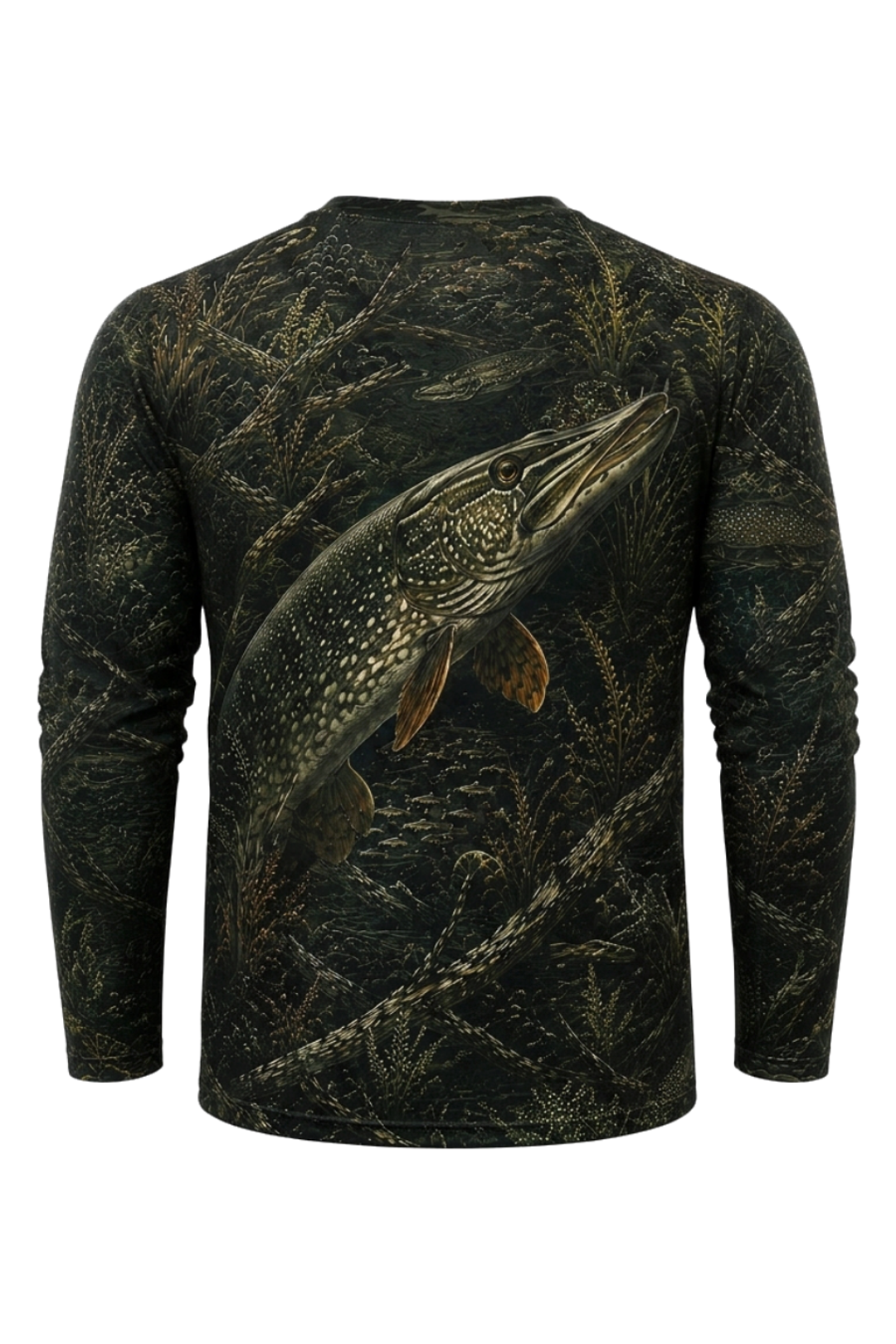 Performance Fishing Long Sleeve - Dark Weed Pike Ambush - RNP04 mockup artwork side