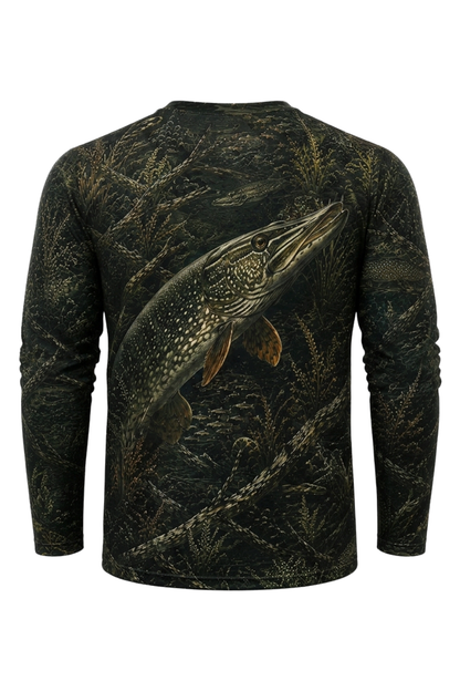 Performance Fishing Long Sleeve - Dark Weed Pike Ambush - RNP04 mockup artwork side