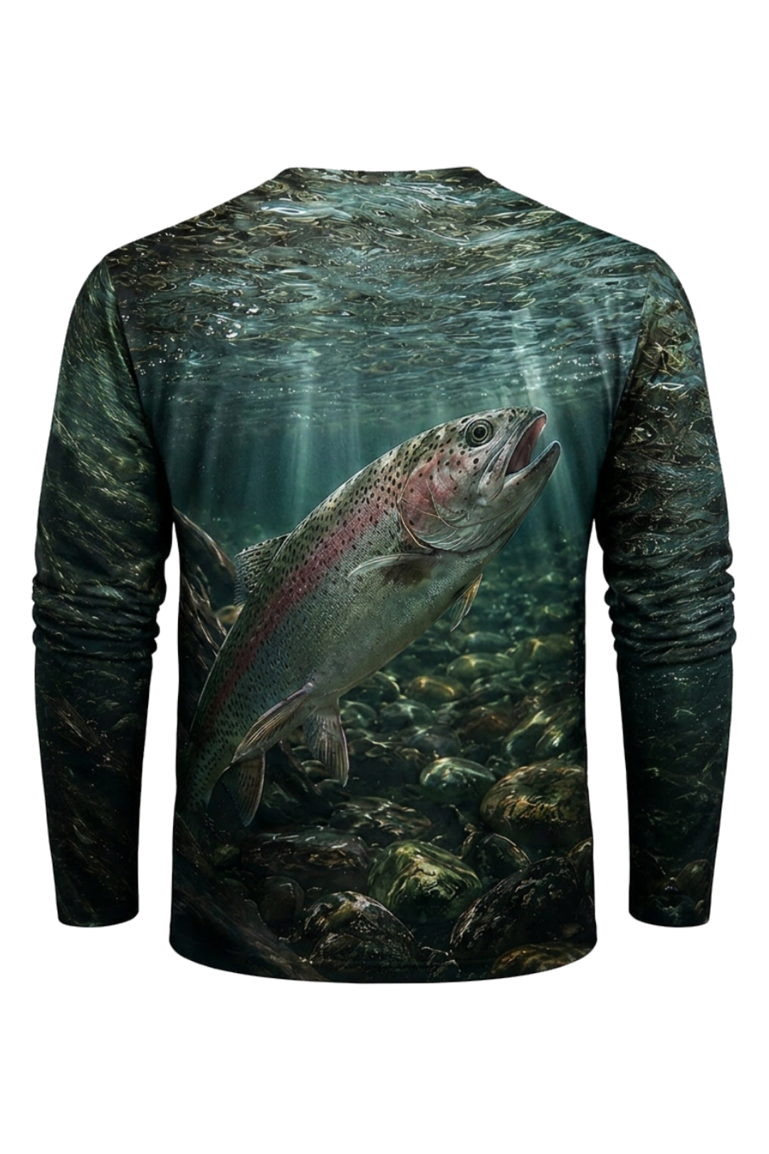 Performance Fishing Long Sleeve - Deep Current Rainbow Trout - RT14 mockup artwork side