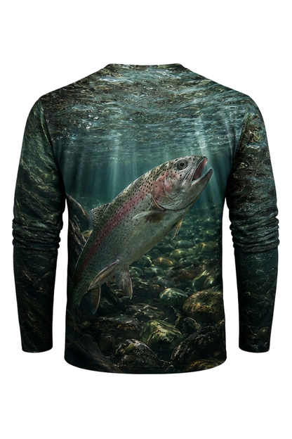 Performance Fishing Long Sleeve - Deep Current Rainbow Trout - RT14 mockup artwork side