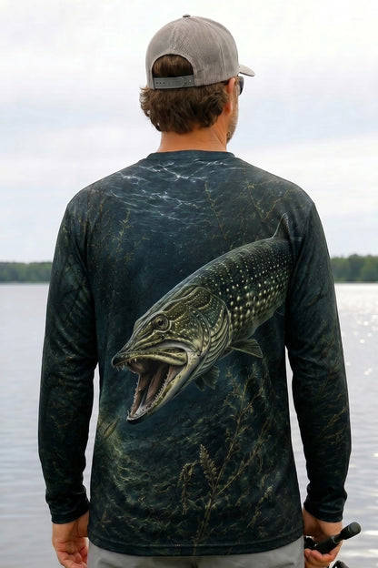 Performance Fishing Long Sleeve - Deep Snag Pike - TBT192 lifestyle artwork side