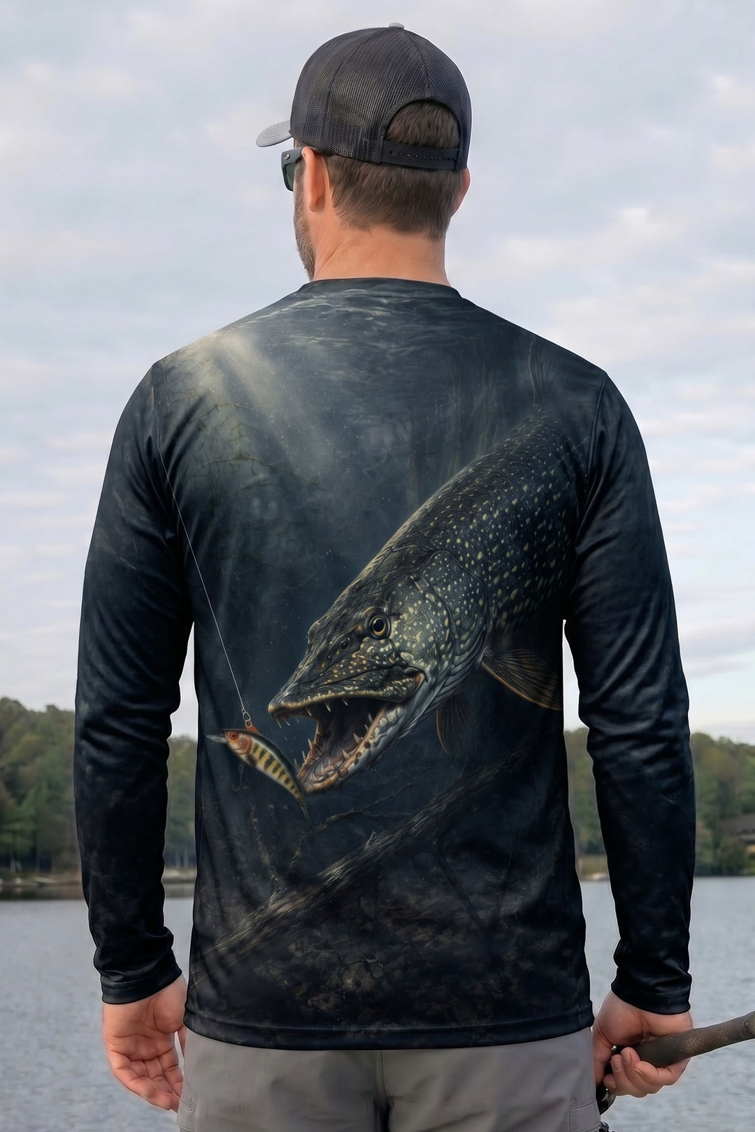 Performance Fishing Long Sleeve - Deep Strike Pike - AOF87 lifestyle artwork side