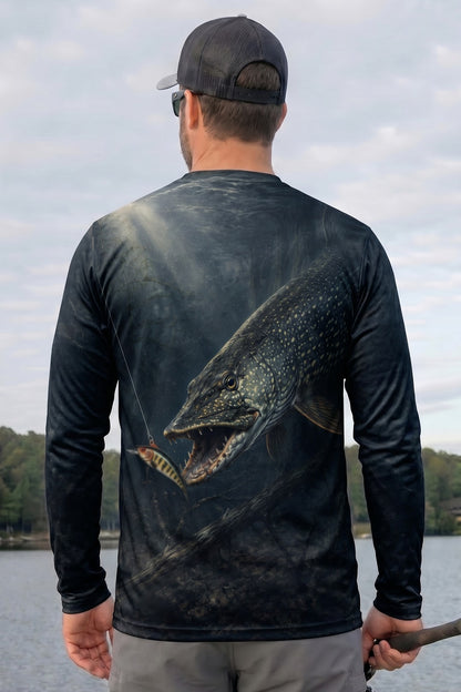 Performance Fishing Long Sleeve - Deep Strike Pike - AOF87 lifestyle artwork side