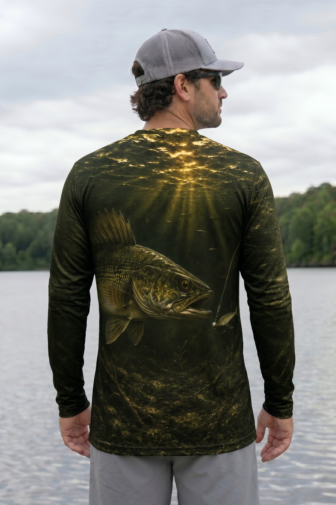 Performance Fishing Long Sleeve - Dock Light Walleye Strike - RW14 lifestyle artwork side