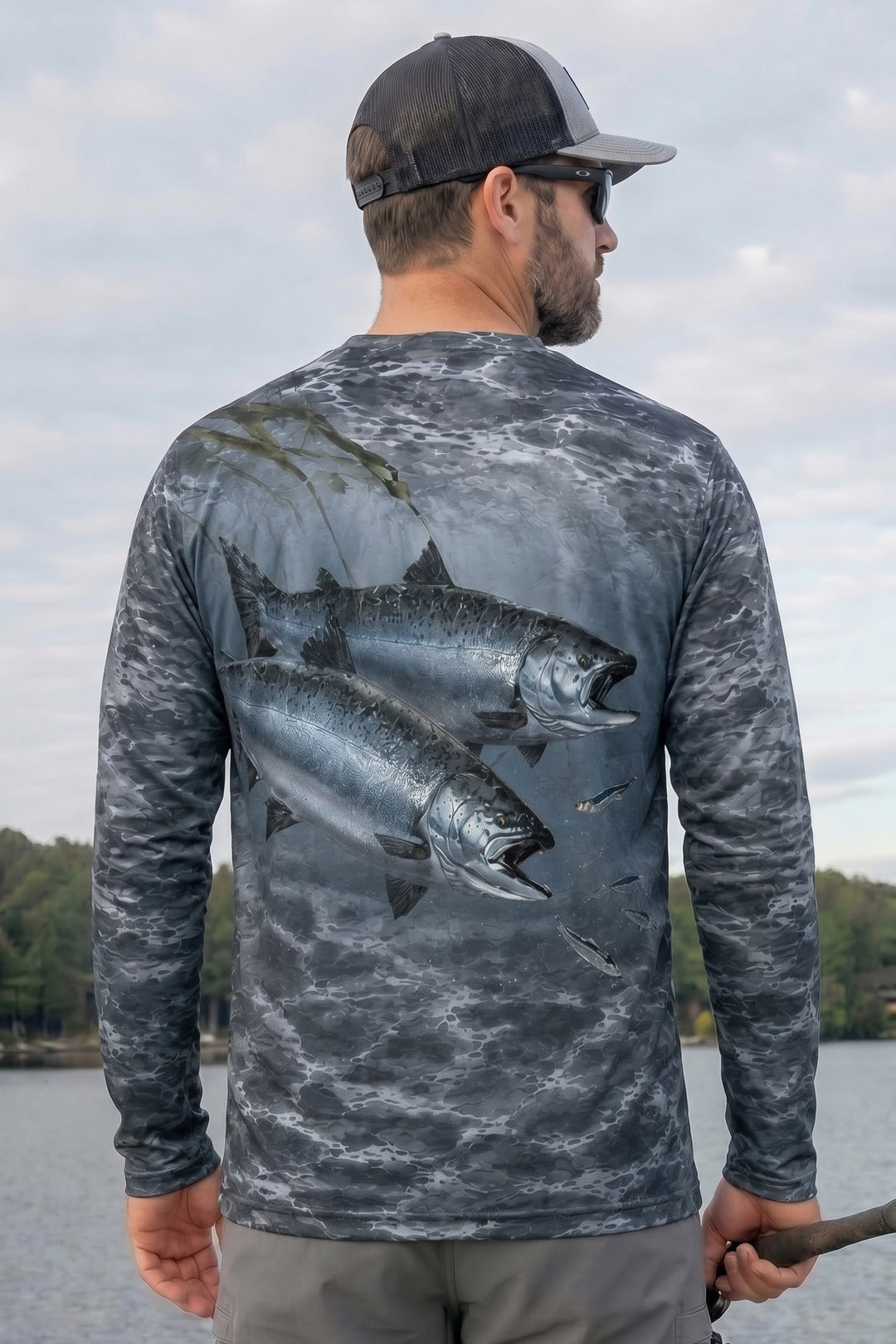 Performance Fishing Long Sleeve - Dusk Lake Salmon - TBT159 lifestyle artwork side