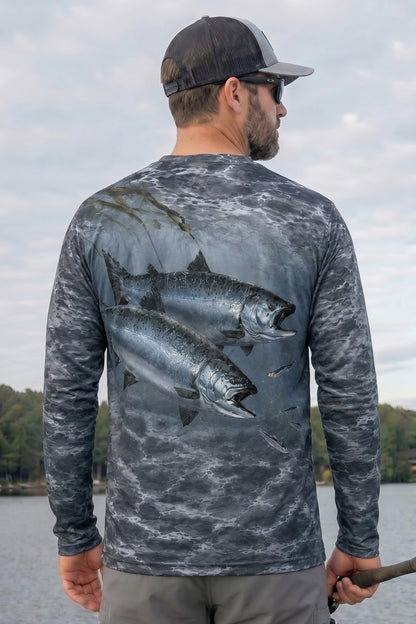 Performance Fishing Long Sleeve - Dusk Lake Salmon - TBT159 lifestyle artwork side