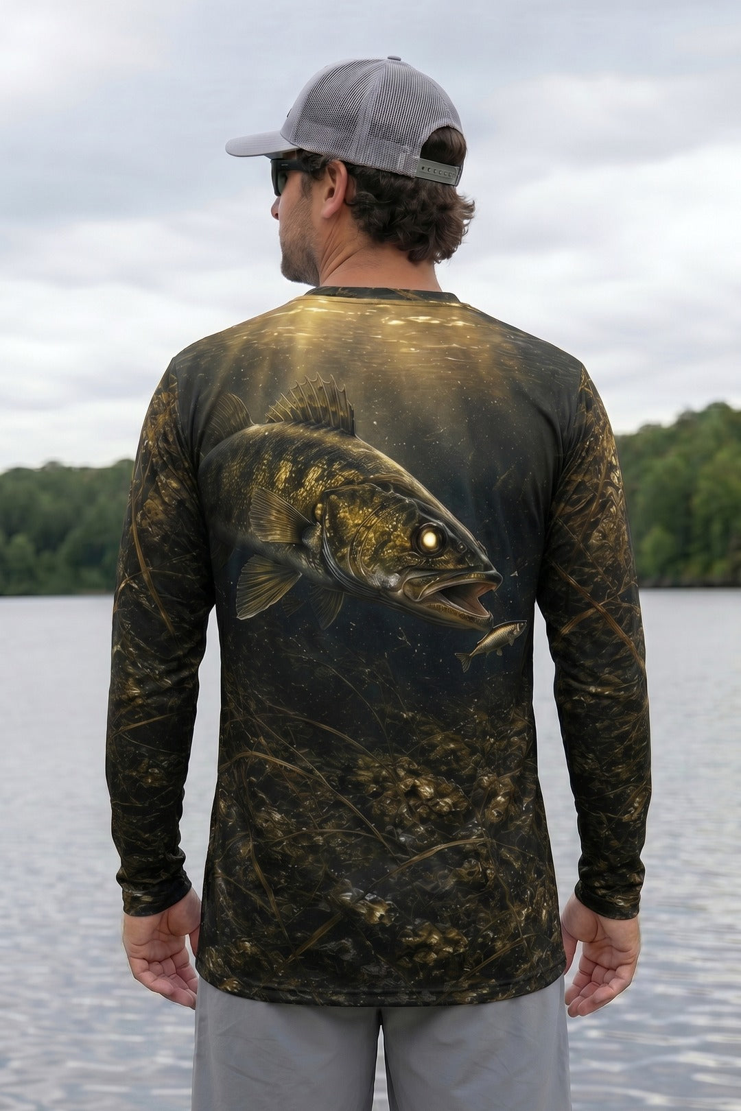 Performance Fishing Long Sleeve - Dusk Timber Walleye - TBT182 lifestyle artwork side