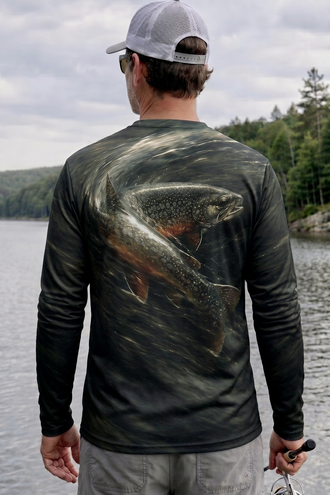 Performance Fishing Long Sleeve - Dusk Vortex Brook - TBT177 lifestyle artwork side