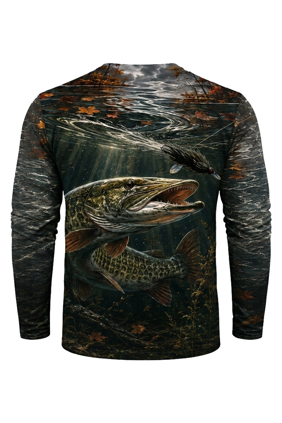 Performance Fishing Long Sleeve - Fall Figure Eight Musky - RM12 mockup artwork side