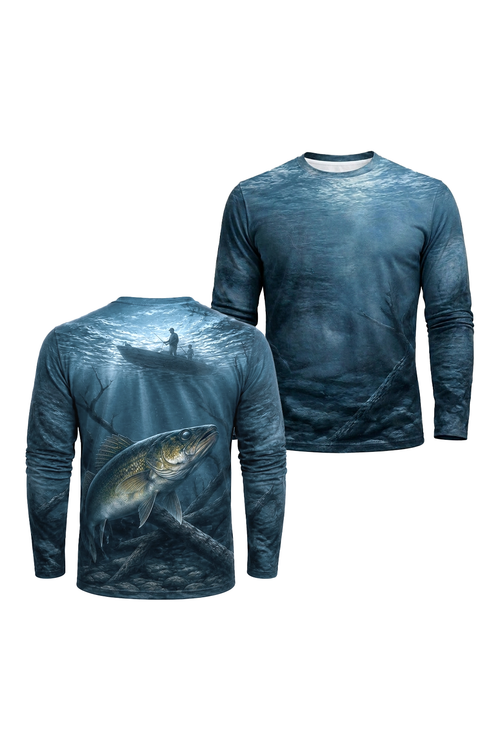 Performance Fishing Long Sleeve - Father & Son Walleye - RW10 two shirts front artwork