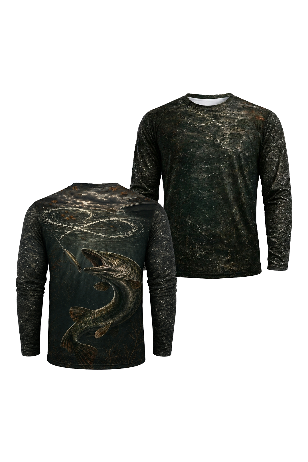 Performance Fishing Long Sleeve - Figure Eight One Bite - RM09 two shirts front artwork