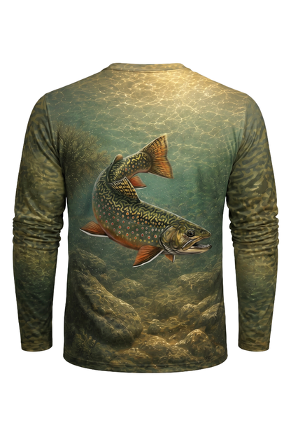 Performance Fishing Long Sleeve - Flat Tops Ember Brook - AOF84 mockup artwork side