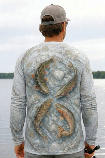 Performance Fishing Long Sleeve - Four Current Trout - AOF72 lifestyle artwork side