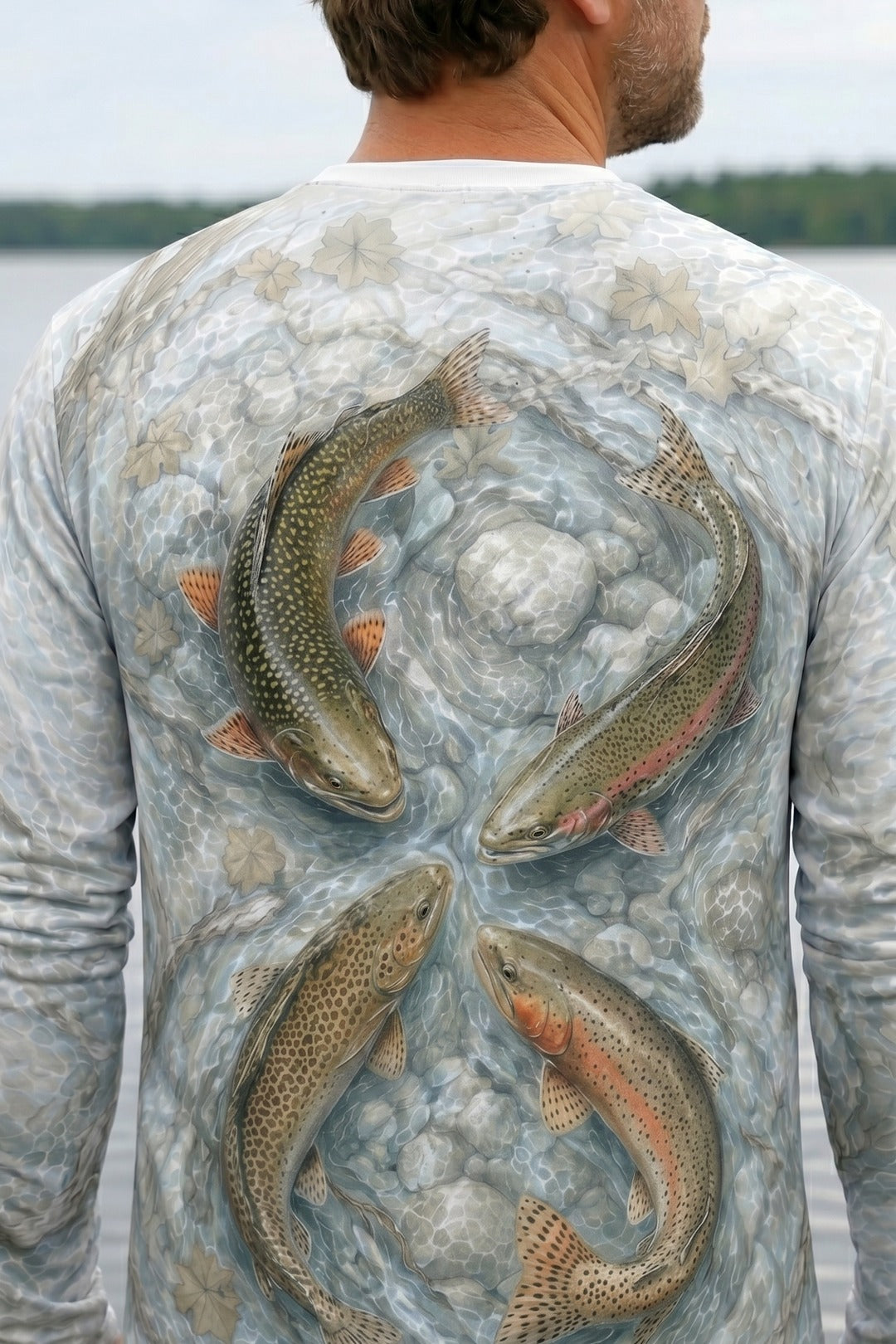 Performance Fishing Long Sleeve - Four Current Trout - AOF72 lifestyle artwork zoom