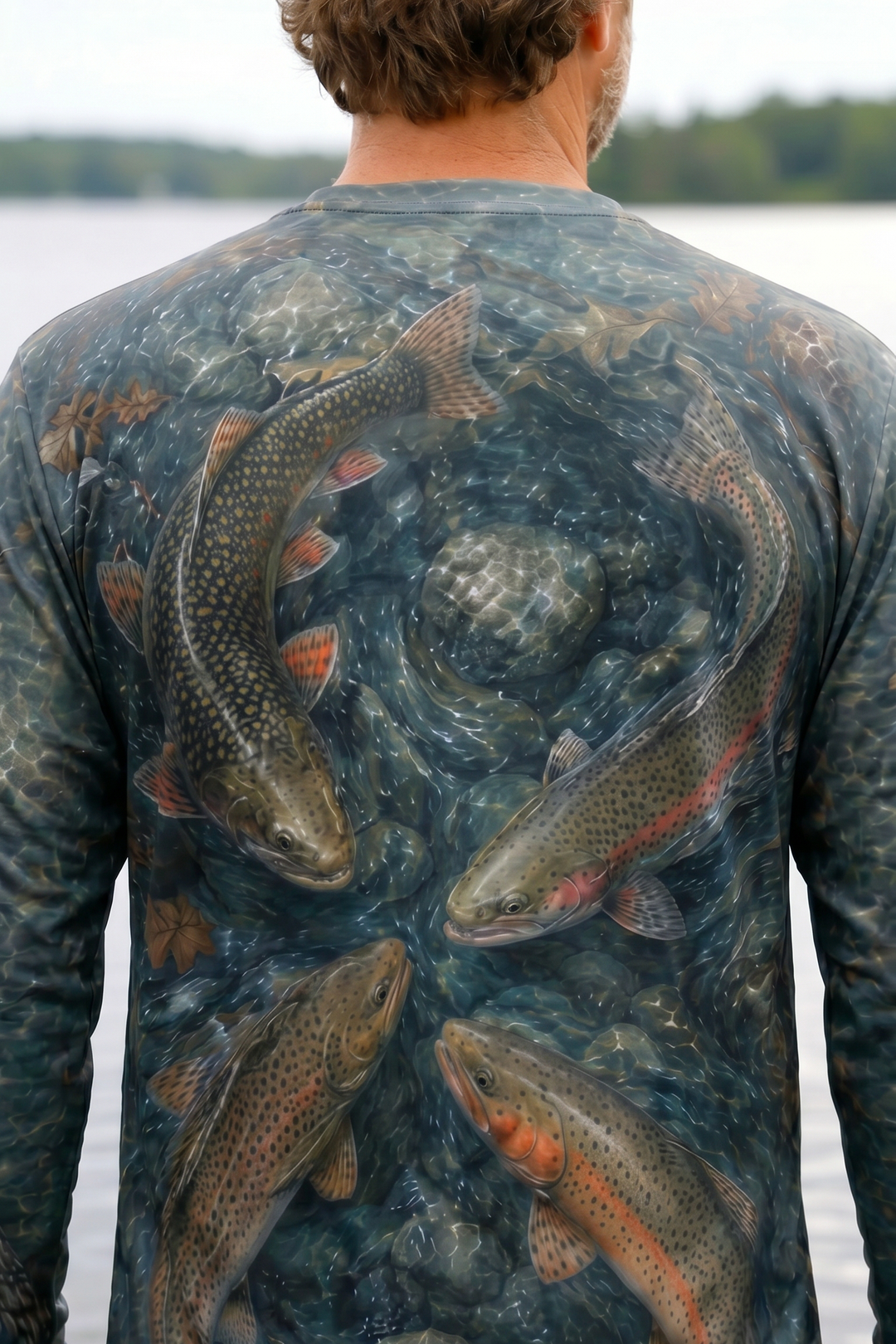 Performance Fishing Long Sleeve - Four Current Trout - AOF73 lifestyle artwork zoom