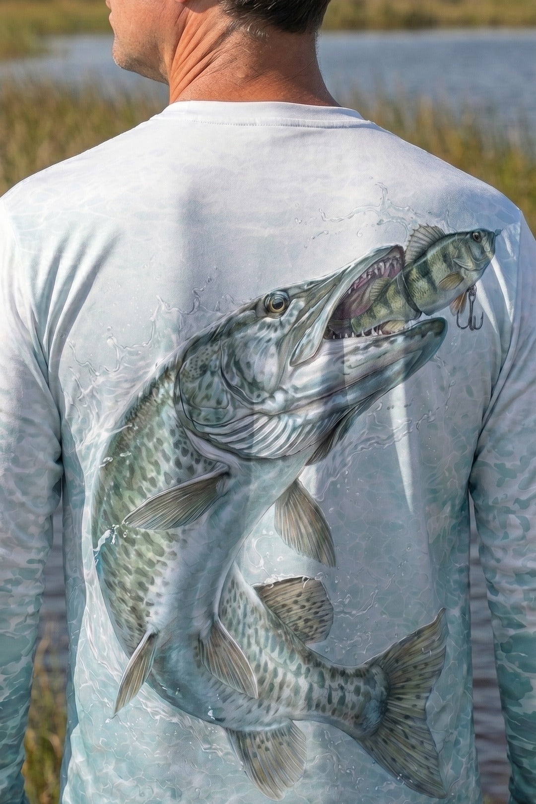 Performance Fishing Long Sleeve - Frost Musky Strike - AOF111 lifestyle artwork zoom