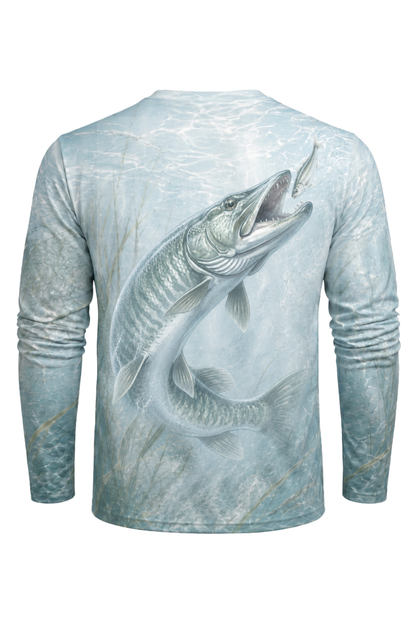Performance Fishing Long Sleeve - Ghost Bay Muskie - AOF105 mockup artwork side