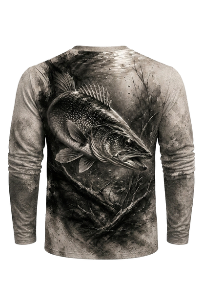 Performance Fishing Long Sleeve - Ghostwater Walleye - RW13 mockup artwork side