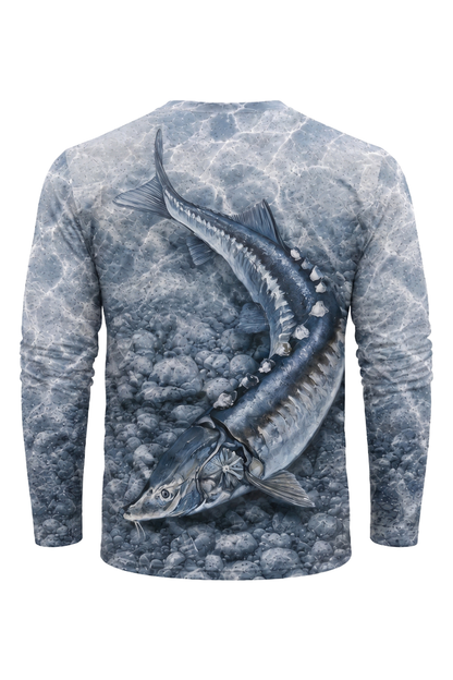 Performance Fishing Long Sleeve - Glacial Stone Sturgeon - TBT135 mockup artwork side