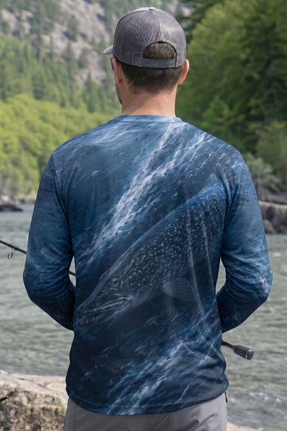 Performance Fishing Long Sleeve - Glacial Torrent Pike - TBT127 lifestyle artwork side