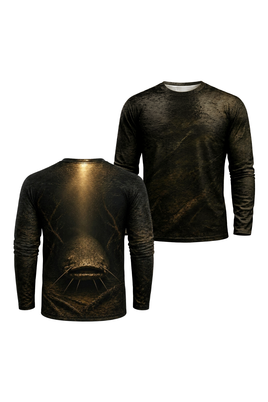 Performance Fishing Long Sleeve - Golden Abyss Catfish - RFC14 two shirts front artwork