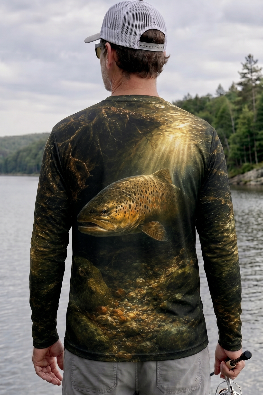 Performance Fishing Long Sleeve - Golden Creek Brown Trout - RT12 lifestyle artwork side