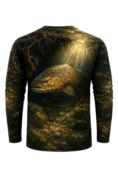 Performance Fishing Long Sleeve - Golden Creek Brown Trout - RT12 mockup artwork side