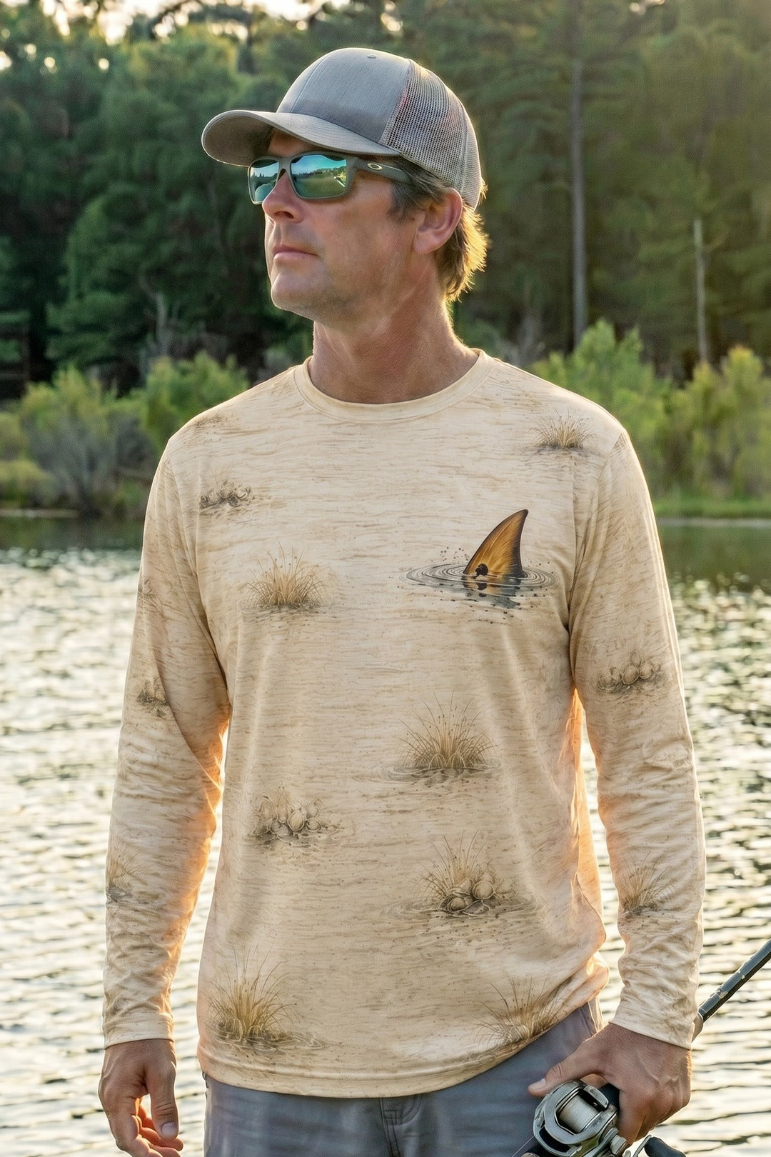 Performance Fishing Long Sleeve - Golden Flats Redfish Tail - RRF01 lifestyle opposite side