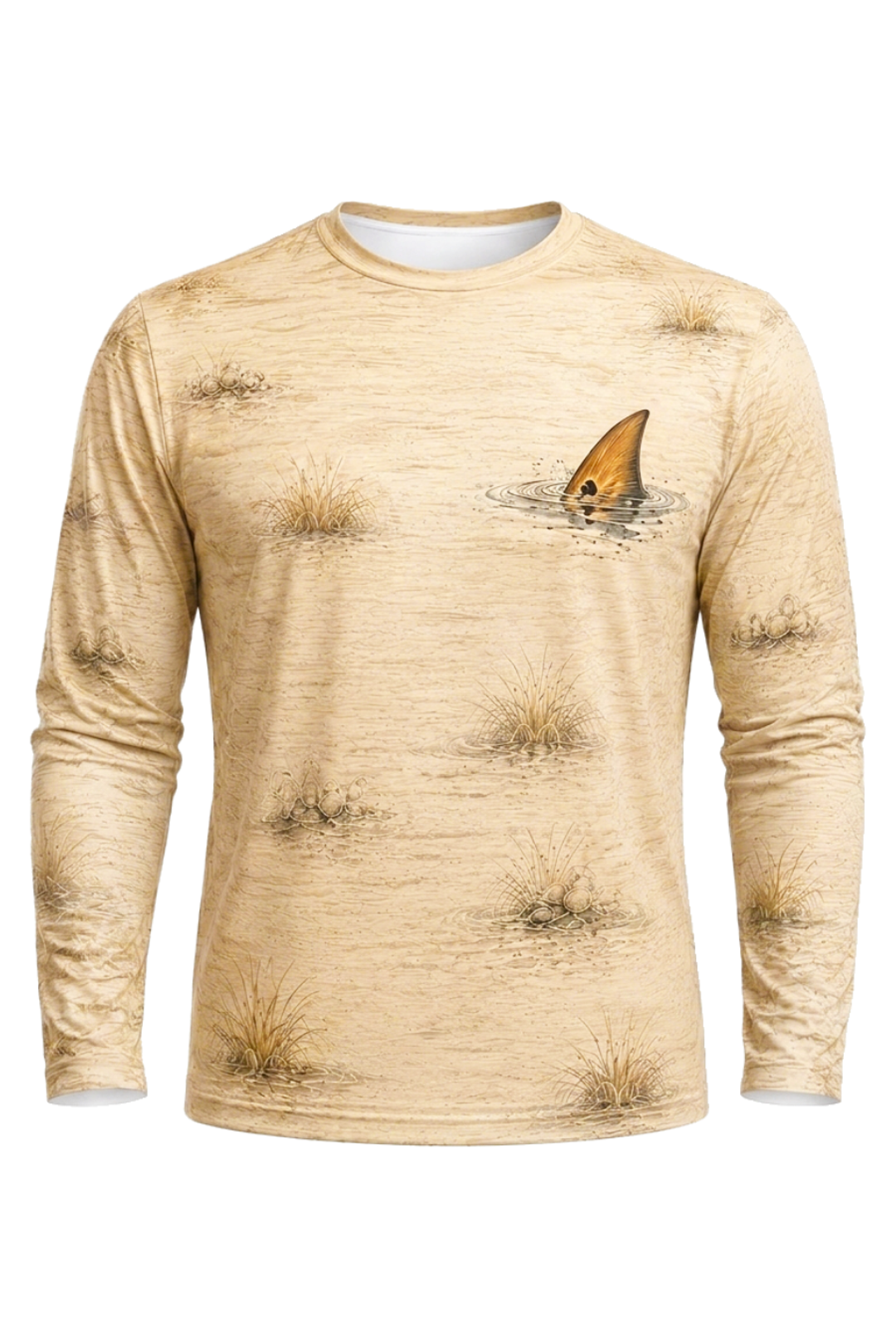 Performance Fishing Long Sleeve - Golden Flats Redfish Tail - RRF01 mockup artwork side