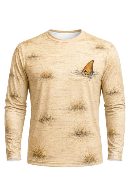 Performance Fishing Long Sleeve - Golden Flats Redfish Tail - RRF01 mockup artwork side