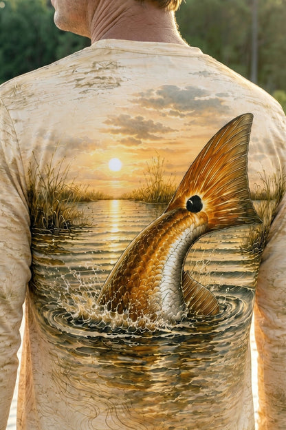 Performance Fishing Long Sleeve - Golden Flats Redfish Tail - RRF01 mockup opposite side