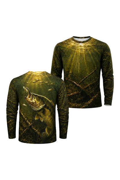 Performance Fishing Long Sleeve - Golden Laydown Bucketmouth - RB08 image 1