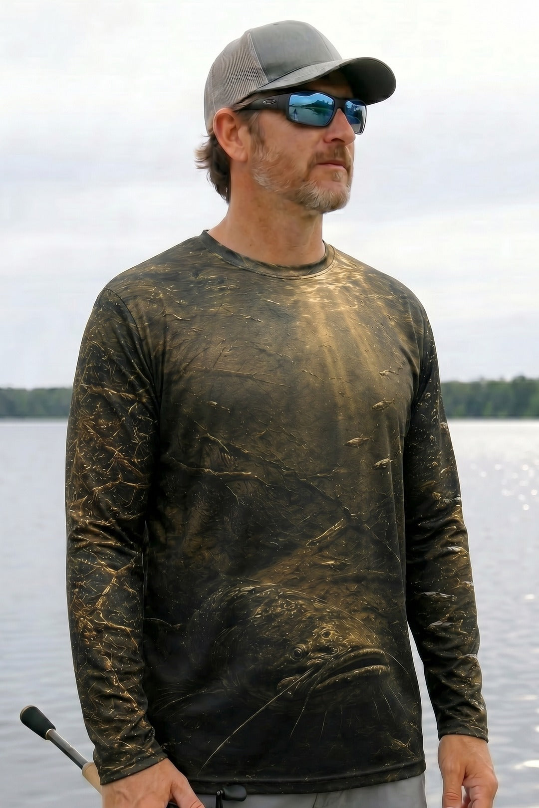 Performance Fishing Long Sleeve - Golden Mud Catfish Rise - RFC08 lifestyle opposite side