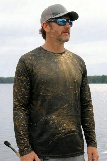 Performance Fishing Long Sleeve - Golden Mud Catfish Rise - RFC08 lifestyle opposite side