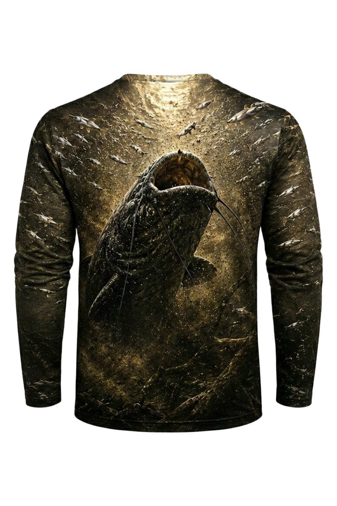 Performance Fishing Long Sleeve - Golden Mud Catfish Rise - RFC08 mockup artwork side