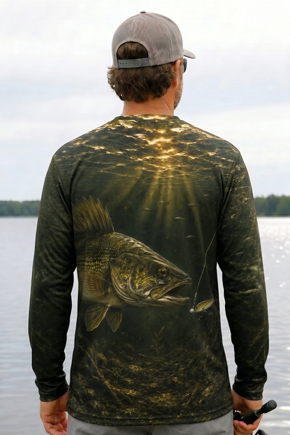Performance Fishing Long Sleeve - Golden Night Walleye Strike - RW15 lifestyle artwork side