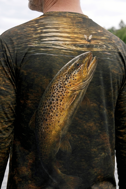 Performance Fishing Long Sleeve - Golden Rise Brown Trout - RT10 lifestyle artwork zoom