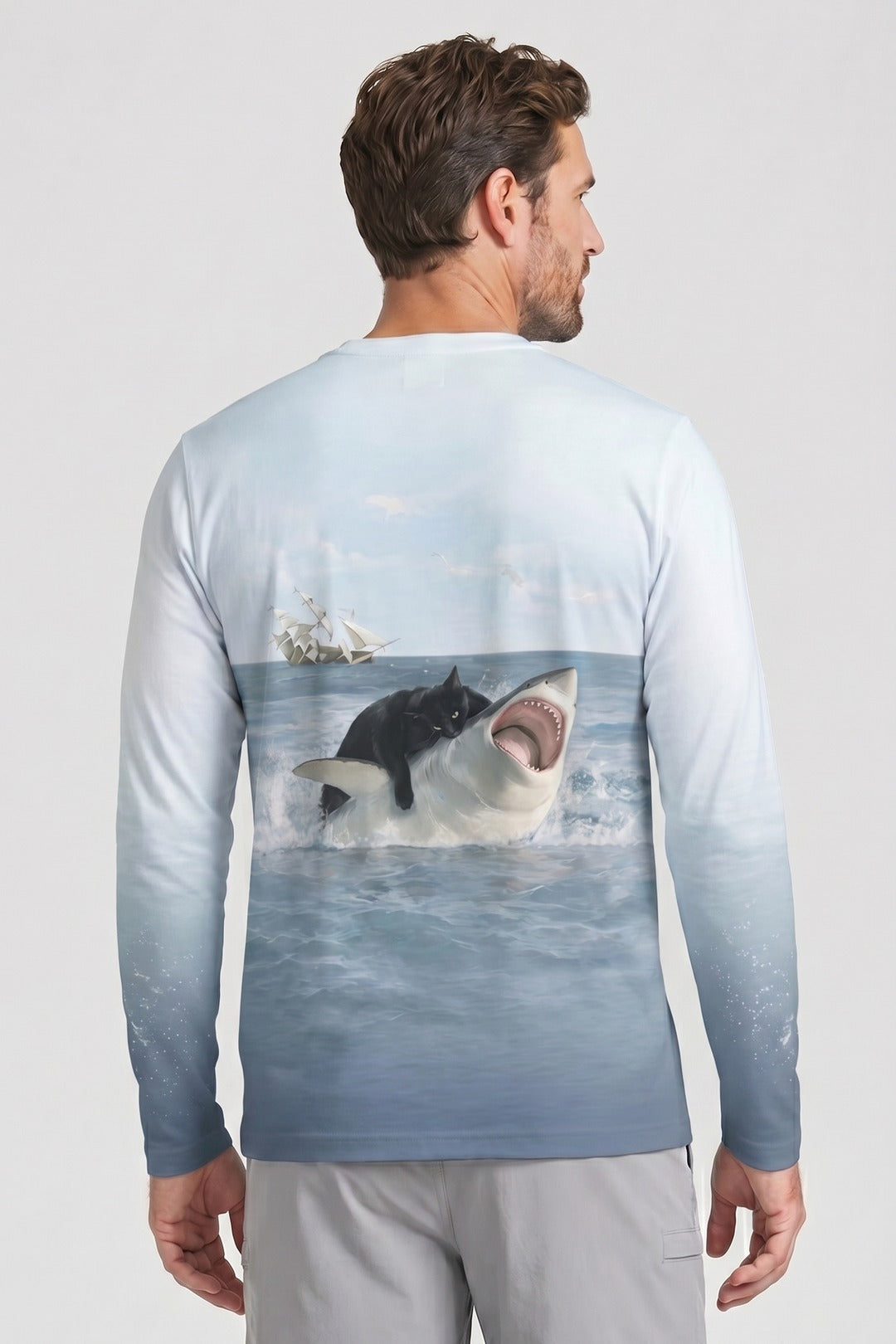 Performance Fishing Long Sleeve - Great White Cat Rider - AOF54 lifestyle artwork side