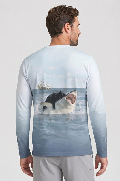 Performance Fishing Long Sleeve - Great White Cat Rider - AOF54 lifestyle artwork side