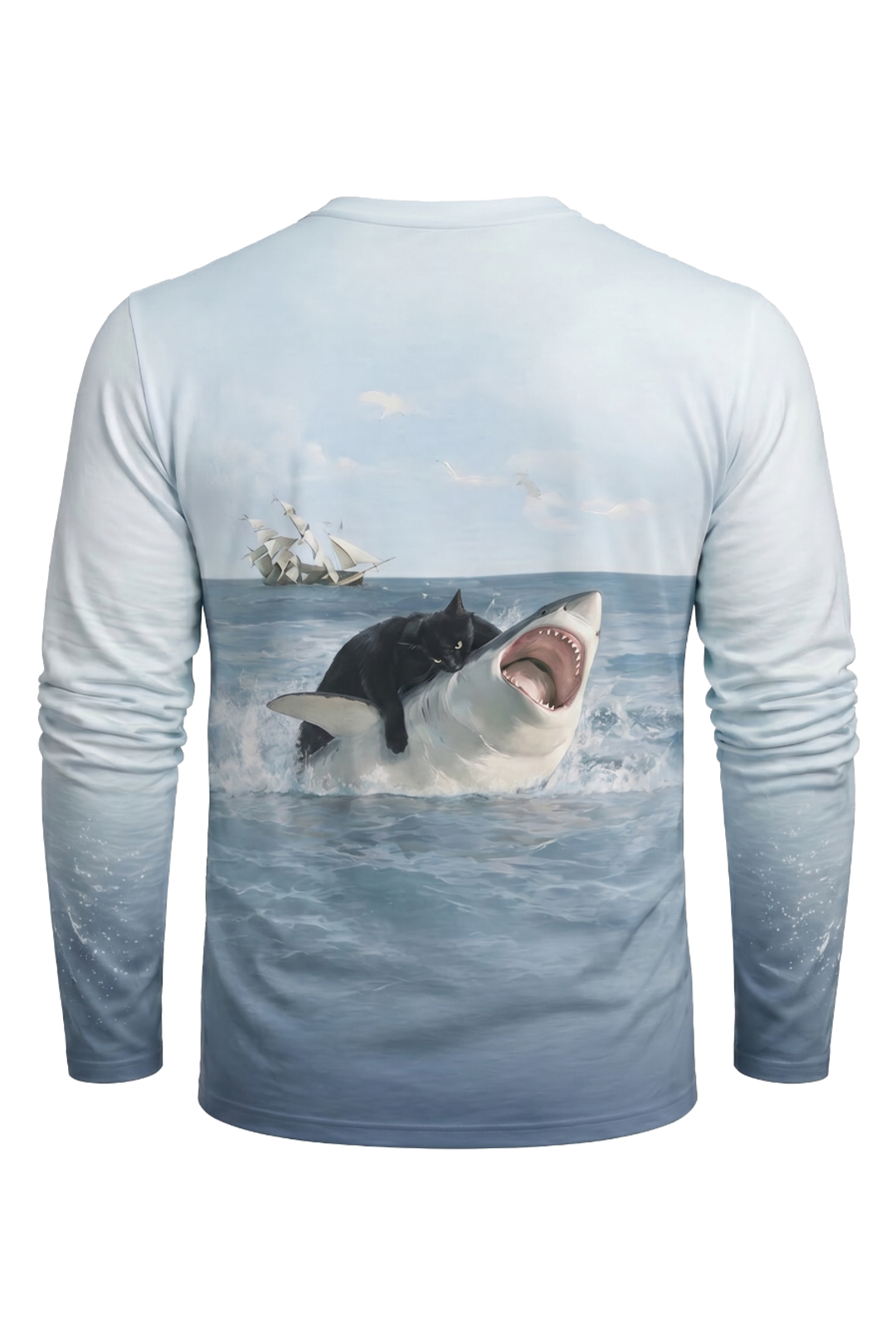 Performance Fishing Long Sleeve - Great White Cat Rider - AOF54 mockup artwork side