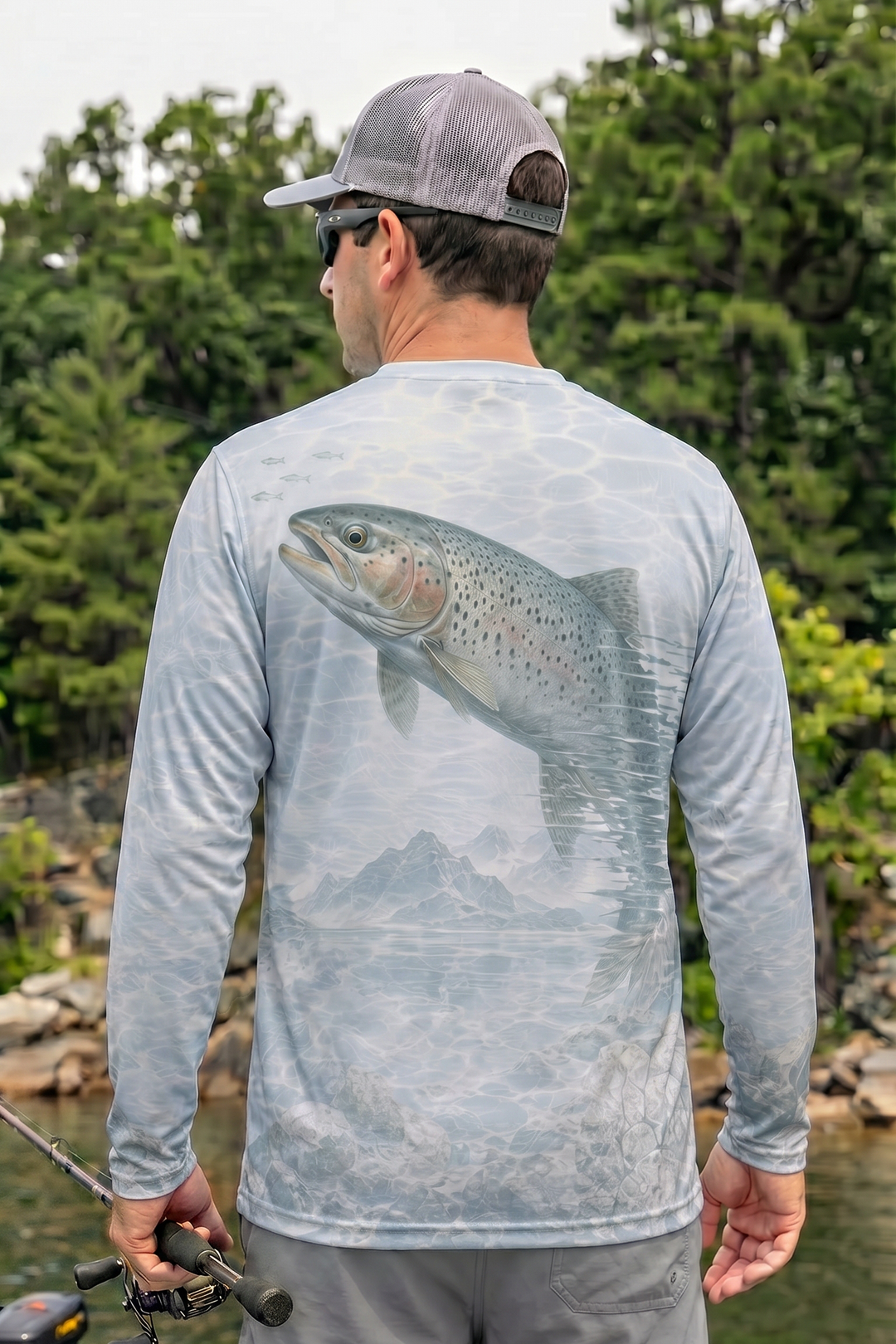 Performance Fishing Long Sleeve - High Basin Mirage Trout - AOF78 lifestyle artwork side