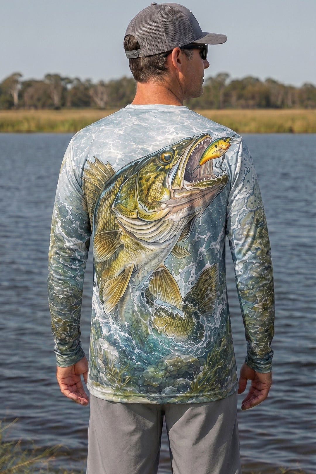 Performance Fishing Long Sleeve - Hookflash Walleye - AOF100 lifestyle artwork side
