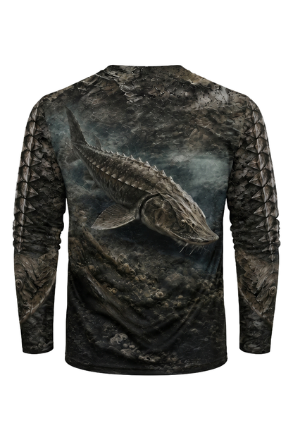 Performance Fishing Long Sleeve - Iron Armor Sturgeon - TBT134 mockup artwork side